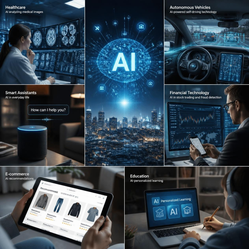 Examples of artificial intelligence applications in healthcare transportation finance and education