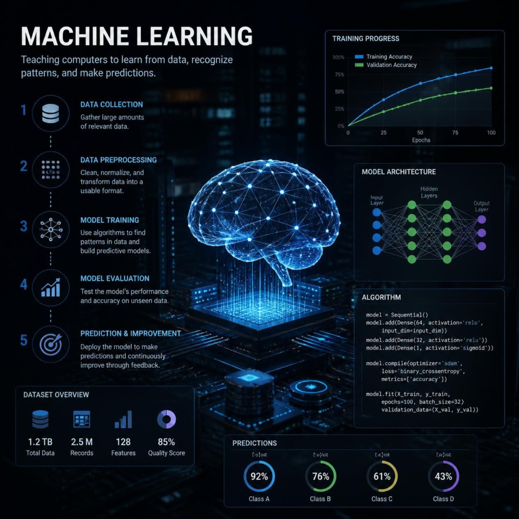 Machine learning system analyzing data and improving artificial intelligence predictions