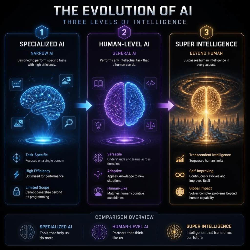 Narrow AI vs AGI vs ASI explained for beginners