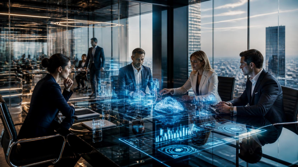 Business professionals using AI agents to automate workflows and improve operational efficiency.