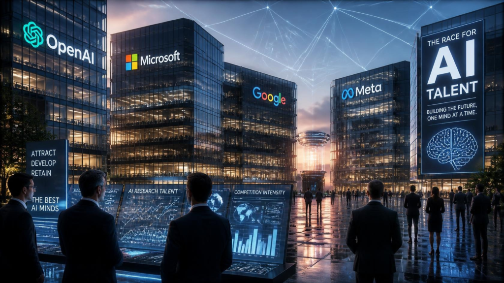 Artificial intelligence companies competing to hire top AI researchers and engineers.