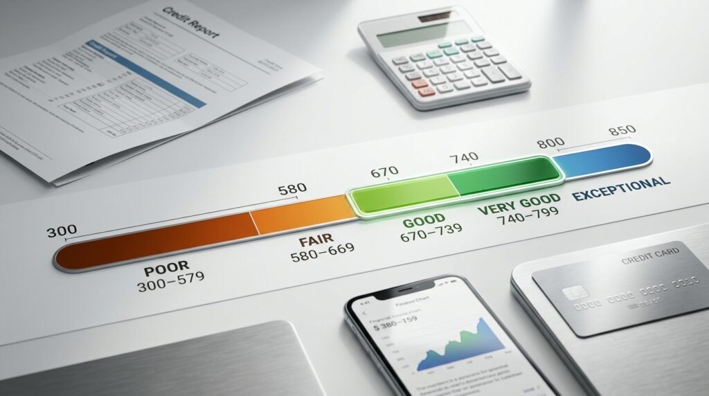 credit score ranges from 300 to 850