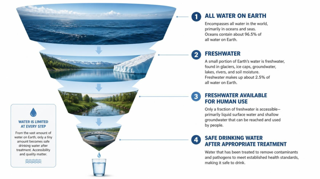 Infographic explaining the difference between freshwater and drinkable water