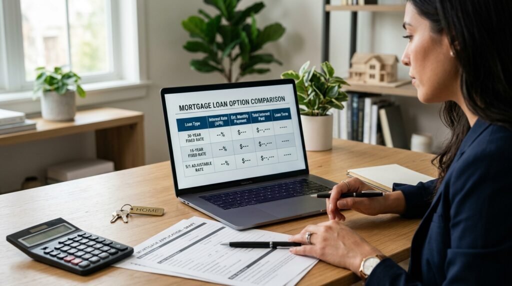 Mortgage rate comparison between 30-year, 15-year and adjustable-rate loans
