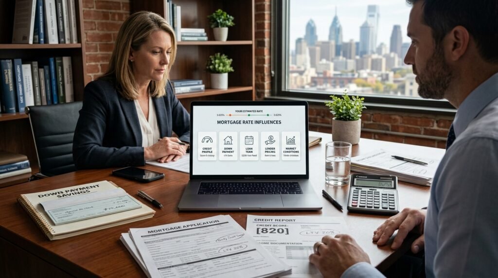 Factors that determine mortgage rates including credit and down payment