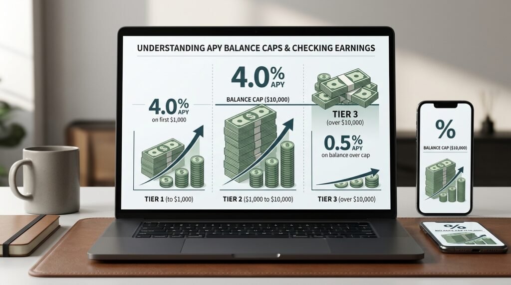 High yield checking account balance cap affecting APY earnings