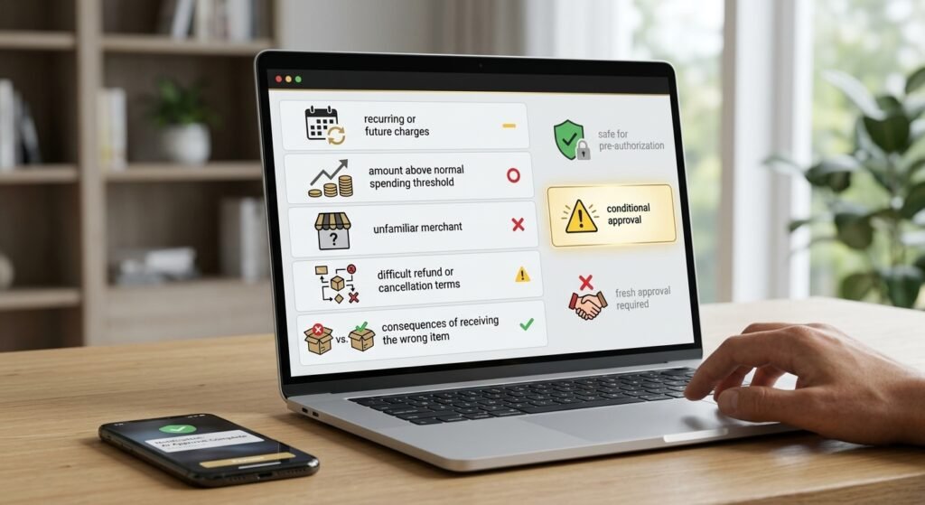 EEZYPOST decision framework for deciding when an AI shopping agent needs fresh approval